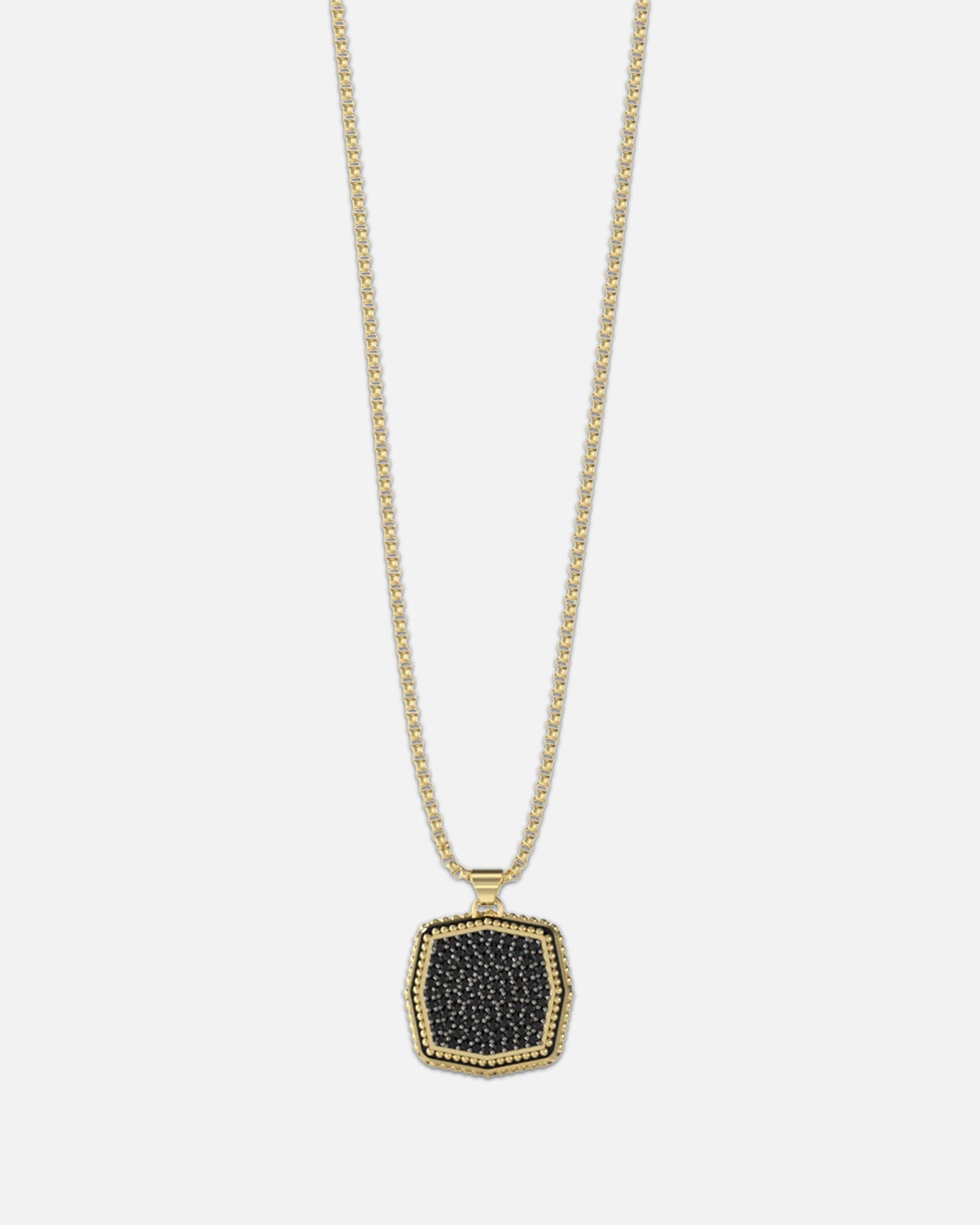 GUESS Mainline Back To Black Octagon Necklace Black/Gold