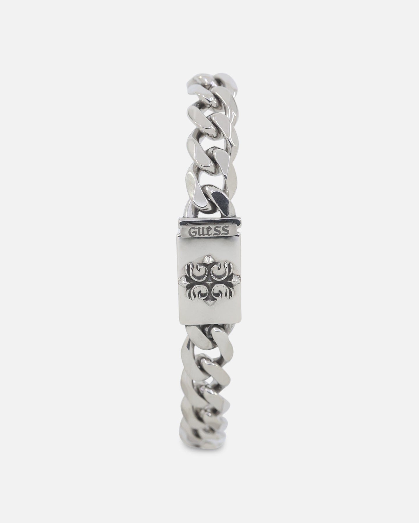 GUESS Mainline 10 mm 4 g Rebel Curb Chain Bracelet Silver
