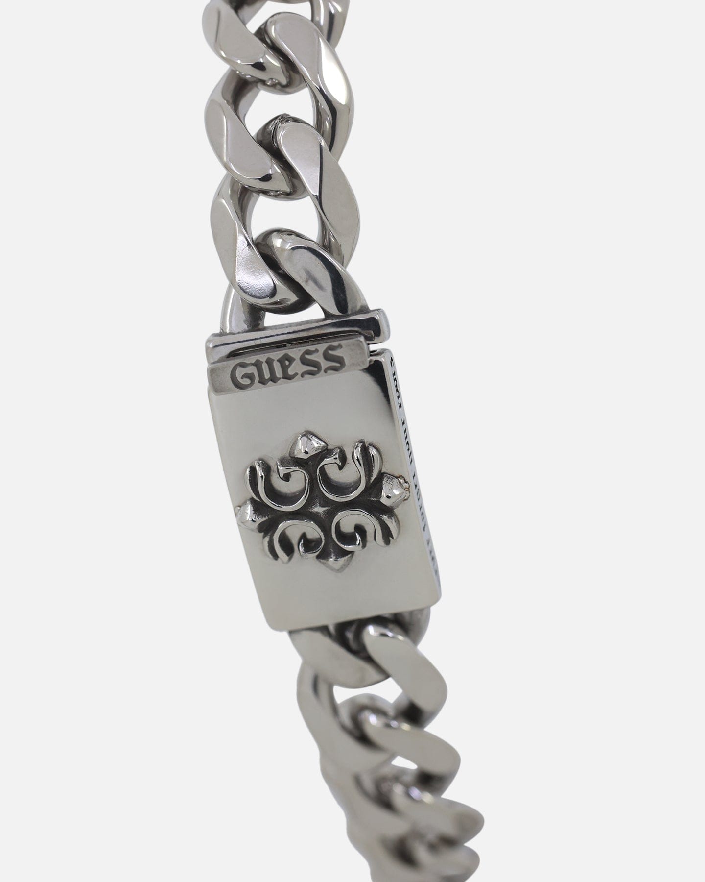 GUESS Mainline 10 mm 4 g Rebel Curb Chain Bracelet Silver