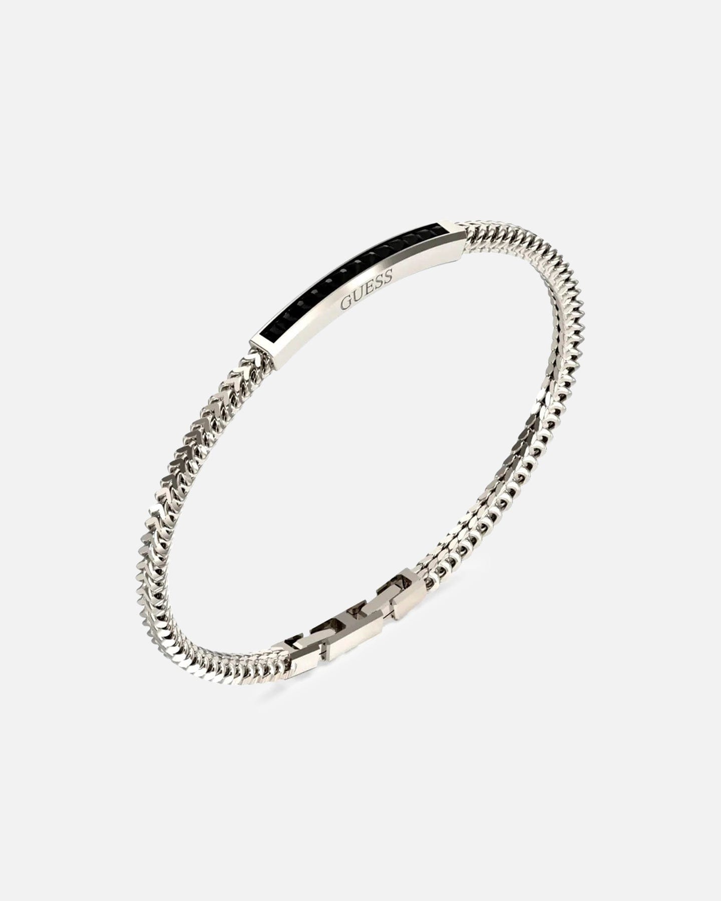 GUESS Mainline Noir Crystals Plate Bracelet Steel