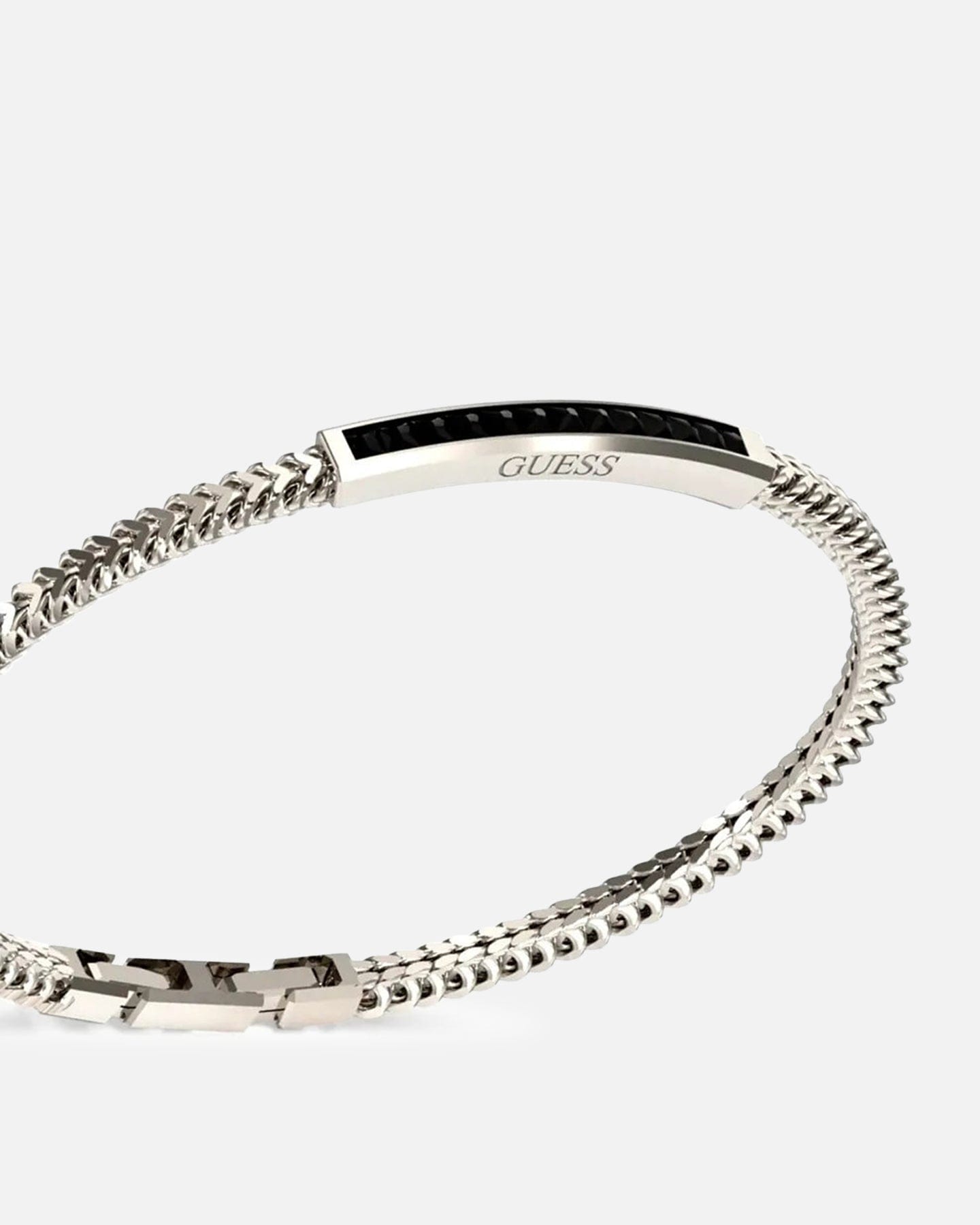 GUESS Mainline Noir Crystals Plate Bracelet Steel
