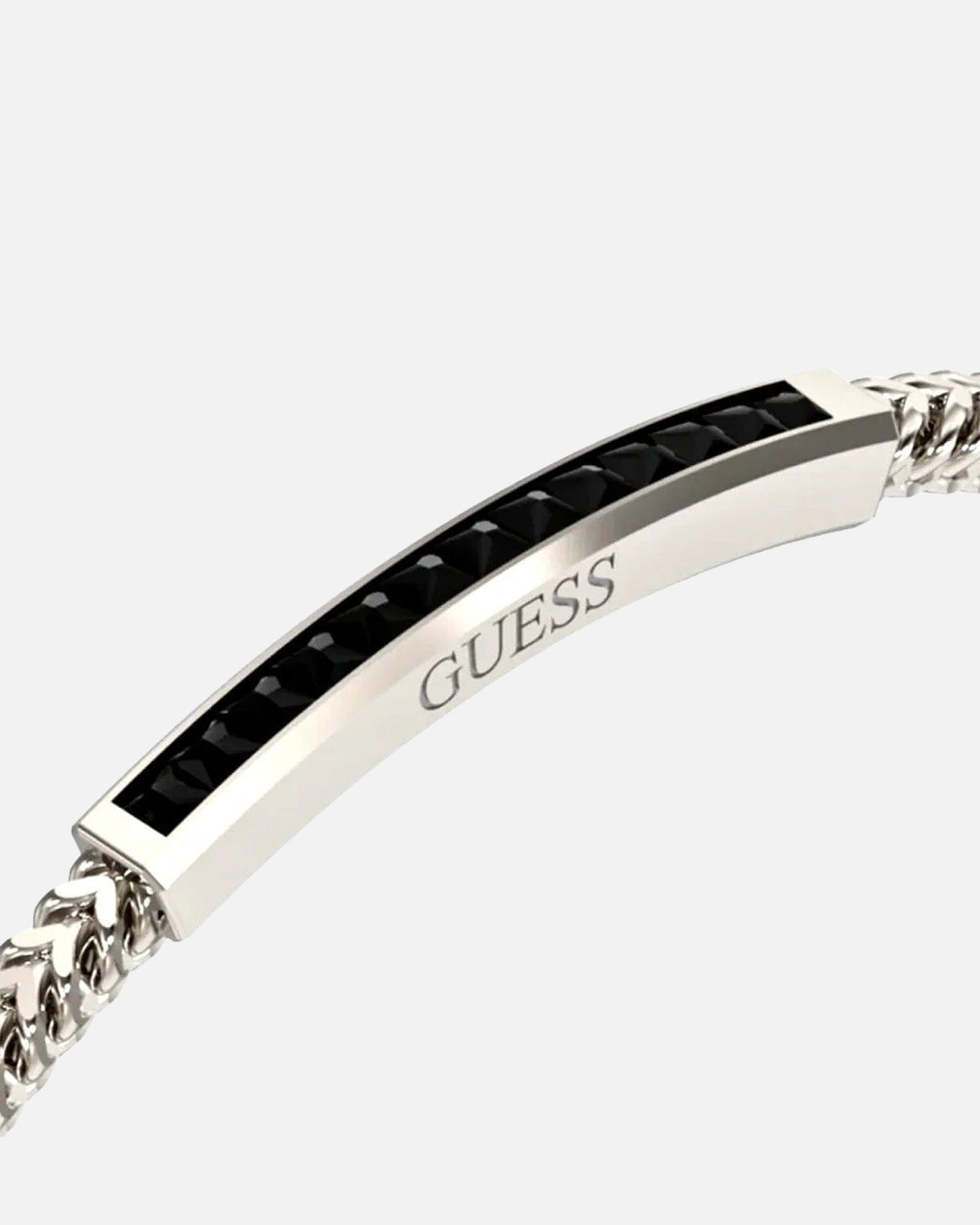 GUESS Mainline Noir Crystals Plate Bracelet Steel