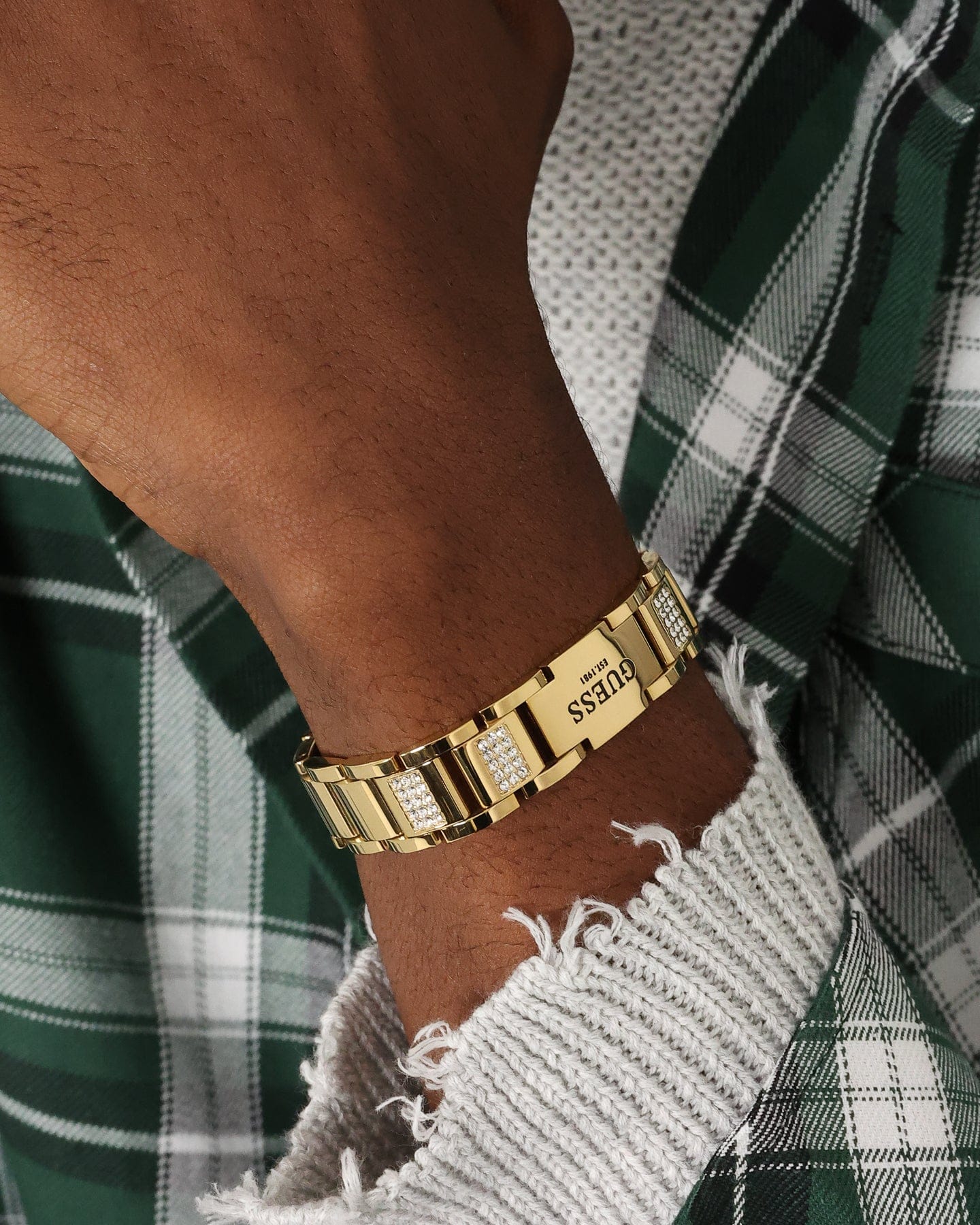GUESS Mainline 15 mm Frontier Crystal Bracelet Gold