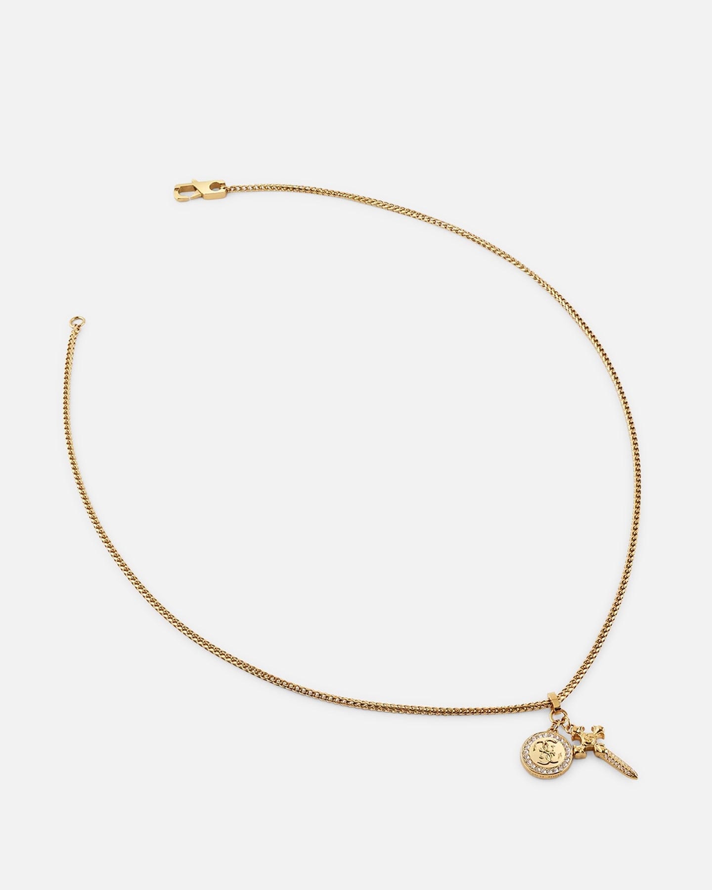 GUESS Mainline Rebel Knight 26" 4 g Coin And Dagger Necklace Gold