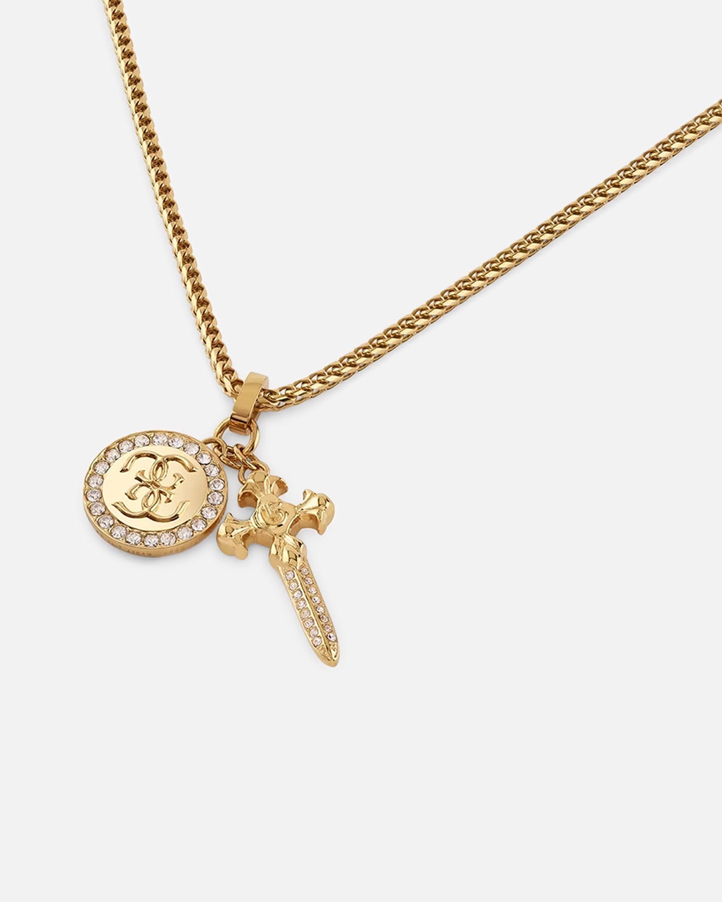 GUESS Mainline Rebel Knight 26" 4 g Coin And Dagger Necklace Gold