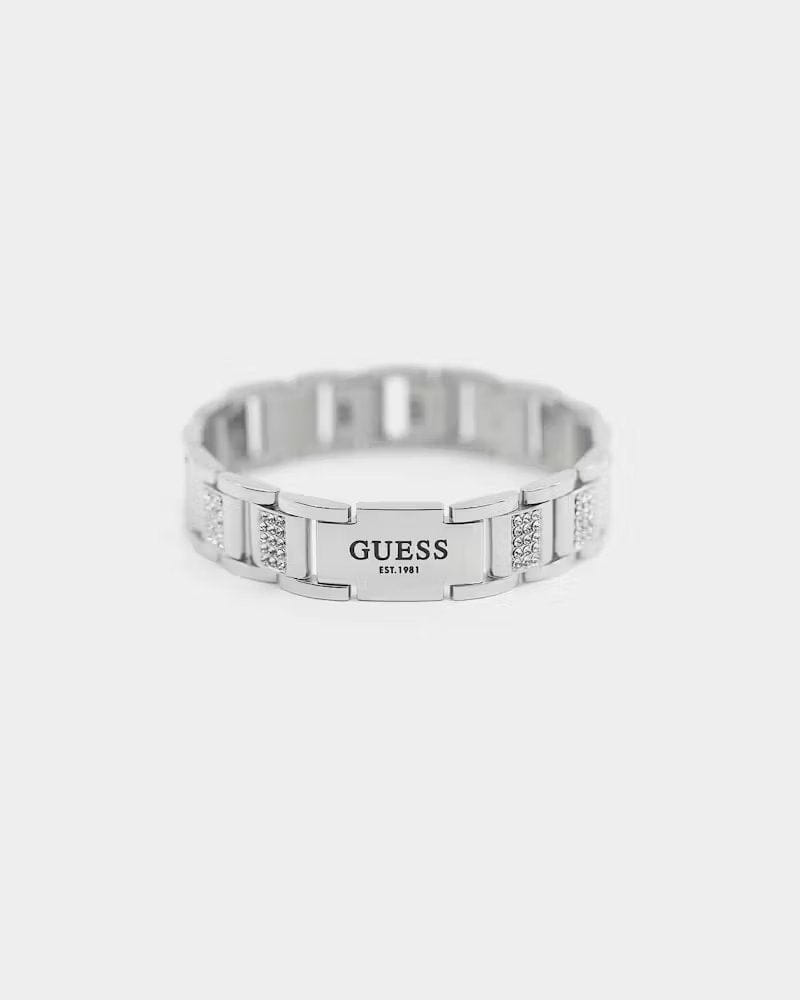 GUESS Mainline Frontier 15 mm Crystal Bracelet Silver