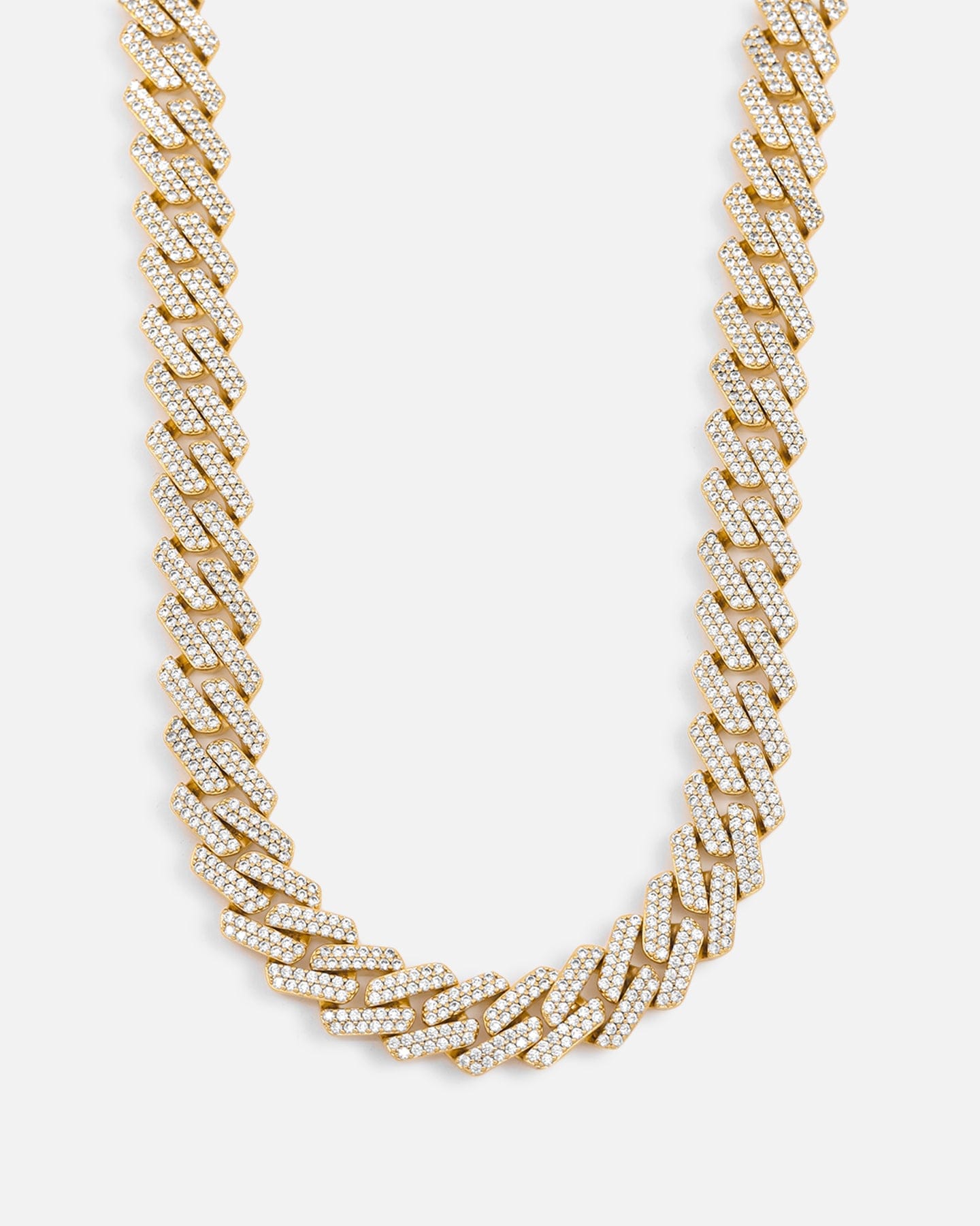 Saint Morta 18" 14 mm Iced Interlink Chain Iced Gold