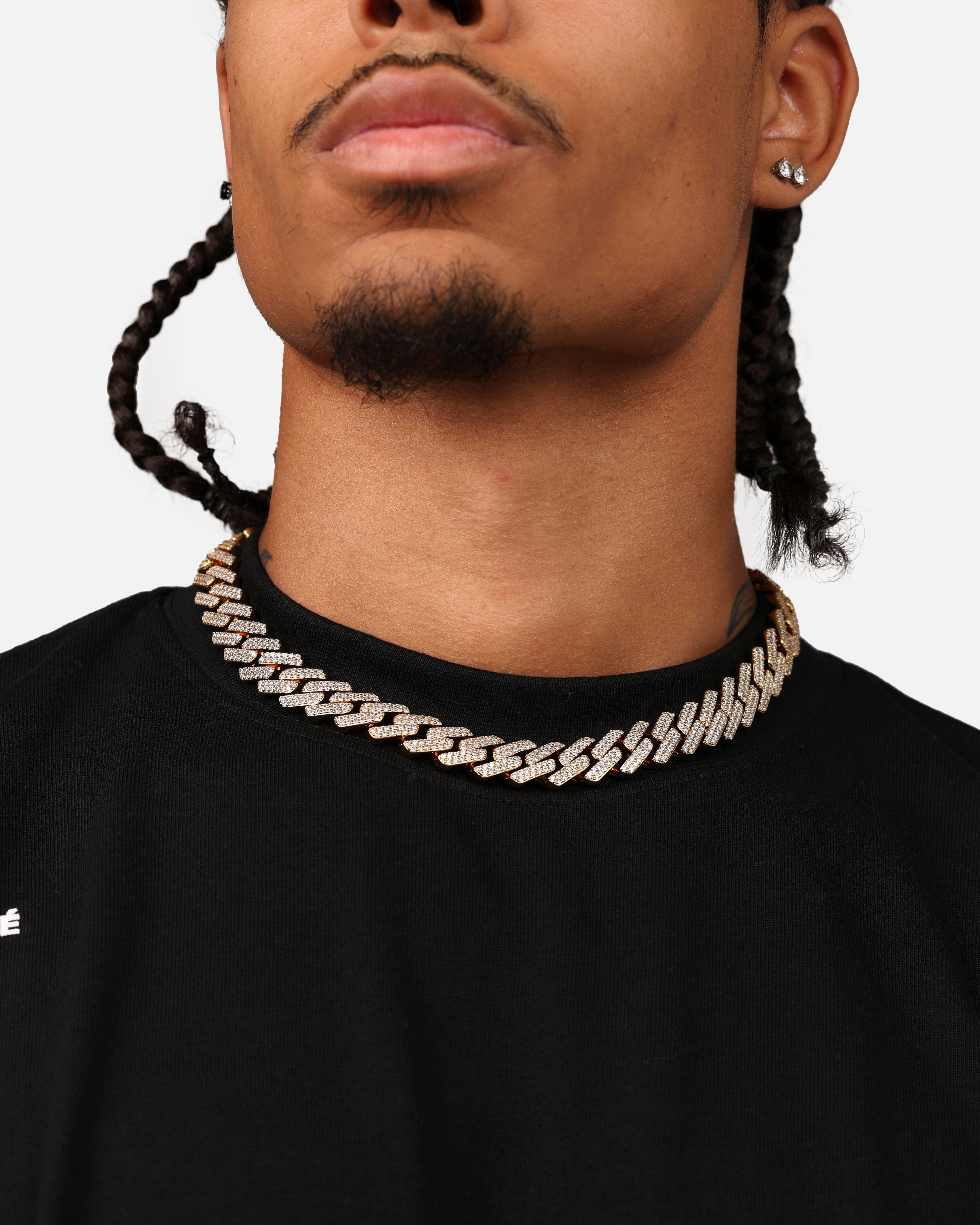 Saint Morta 18" 14 mm Iced Interlink Chain Iced Gold