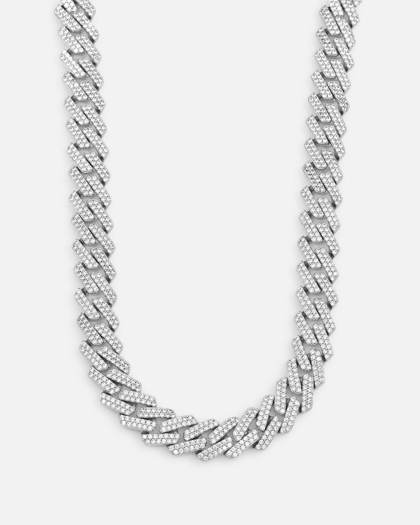 Saint Morta 18" 14 mm Iced Interlink Chain Iced White Gold