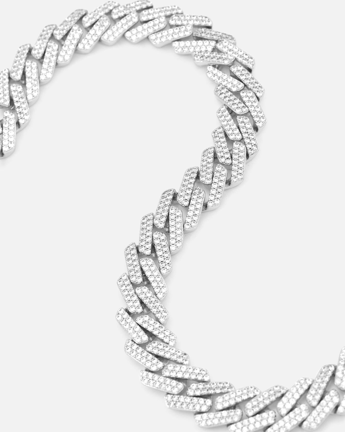 Saint Morta 18" 14 mm Iced Interlink Chain Iced White Gold