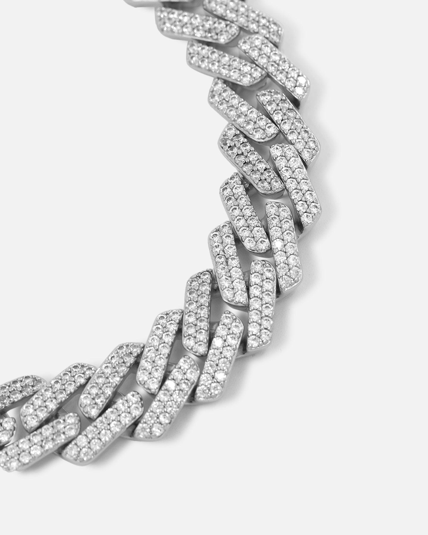 Saint Morta 18" 14 mm Iced Interlink Chain Iced White Gold
