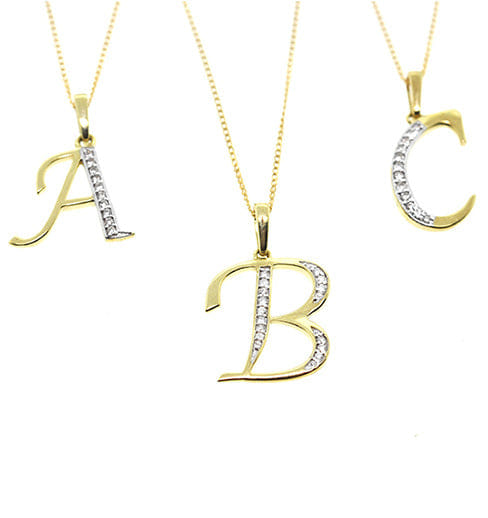 Diamond 9K Gold Diamond Initial C Necklace 0.05ct
