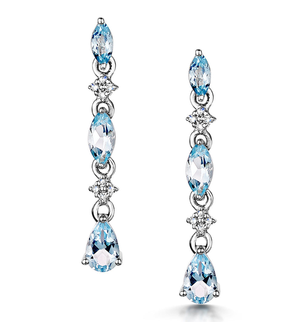 Diamond Stellato Collection Blue Topaz and Diamond Earrings in 9K White Gold
