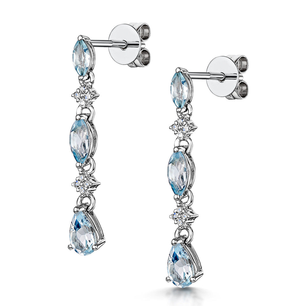 Diamond Stellato Collection Blue Topaz and Diamond Earrings in 9K White Gold