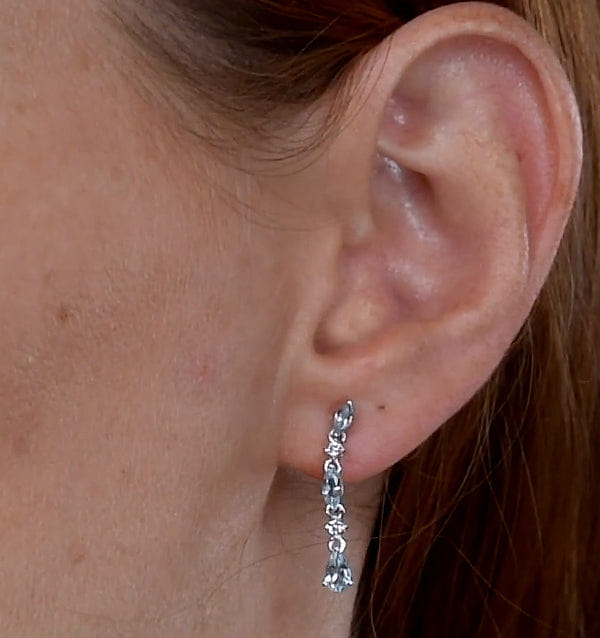 Diamond Stellato Collection Blue Topaz and Diamond Earrings in 9K White Gold