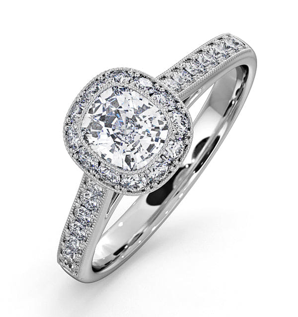 Danielle Lab Diamond Engagement Side Stone Ring in Platinum 1CT F/VS1