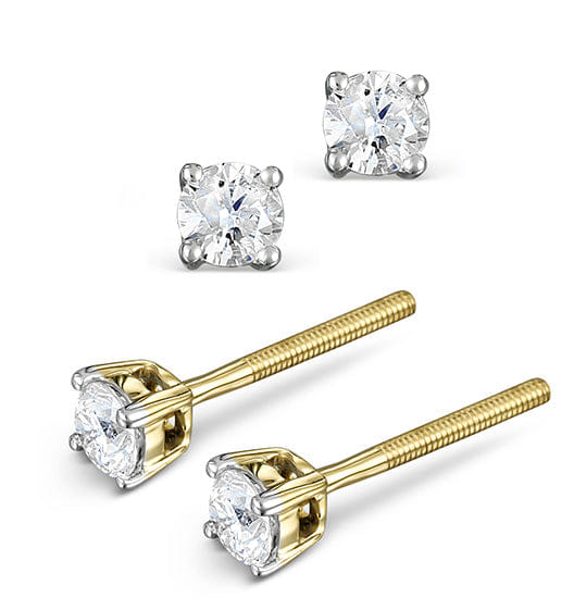 Diamond Stud Earrings 3.4 mm 18K Gold - 0.30CT - Premium
