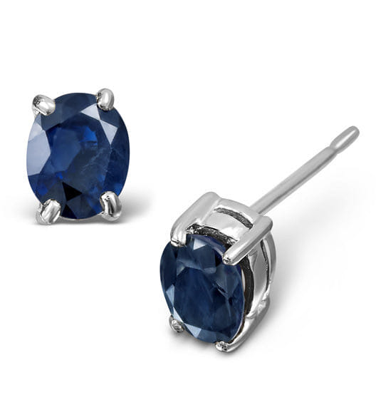 WHITE* Sapphire 5 mm x 4 mm 0.80ct 9K White Gold Earrings