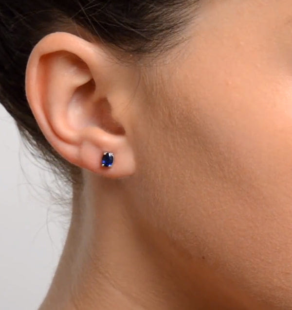 WHITE* Sapphire 5 mm x 4 mm 0.80ct 9K White Gold Earrings