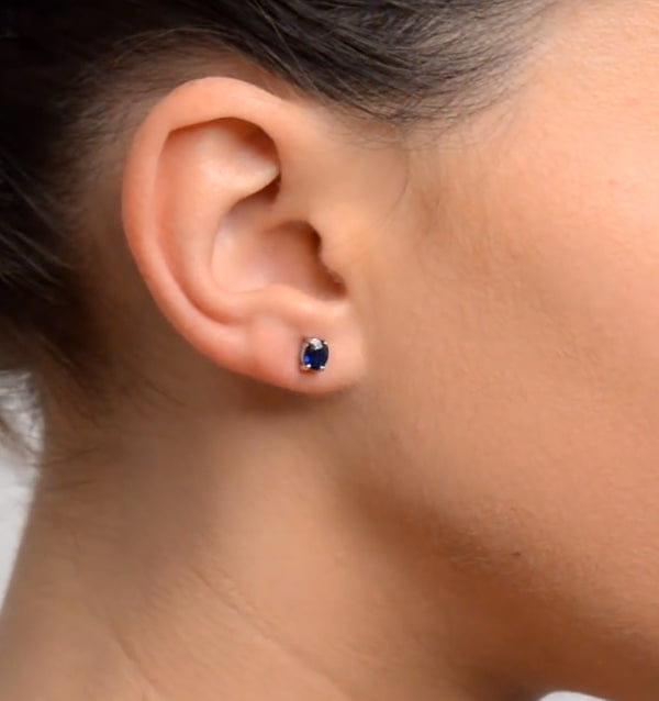 WHITE* Sapphire 5 mm x 4 mm 0.80ct 9K White Gold Earrings