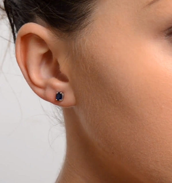 WHITE* Sapphire 5 mm x 4 mm 0.80ct 9K White Gold Earrings