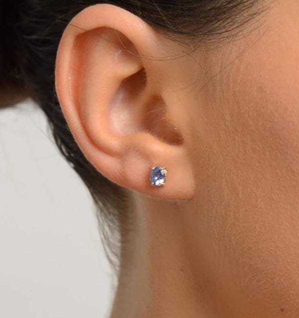 Yellow Tanzanite 5 x 4 mm 9K Yellow Gold Earrings