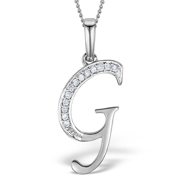 Diamond 925 Silver Lab Diamond Initial G Necklace 0.05ct