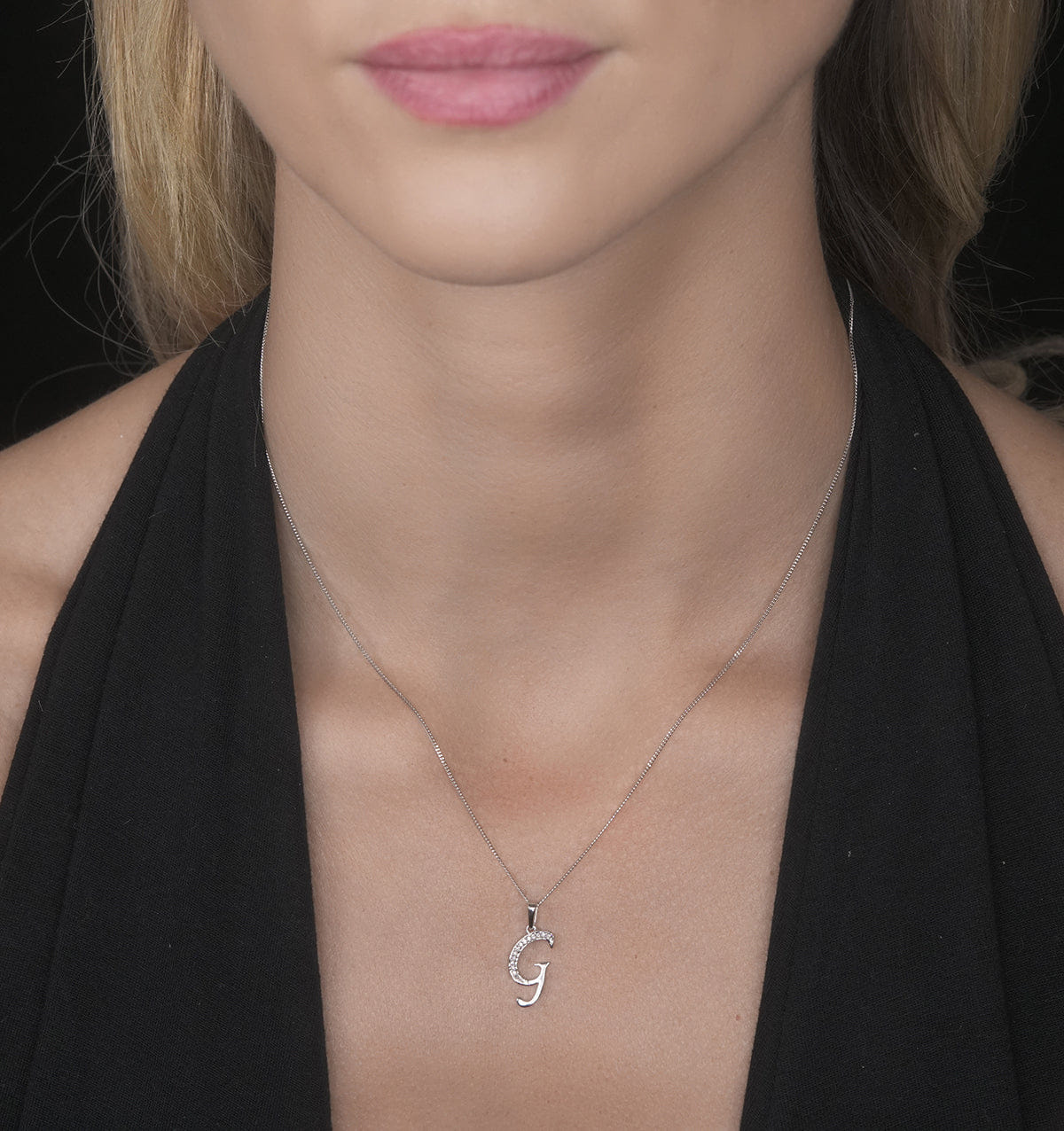 Diamond 925 Silver Lab Diamond Initial G Necklace 0.05ct