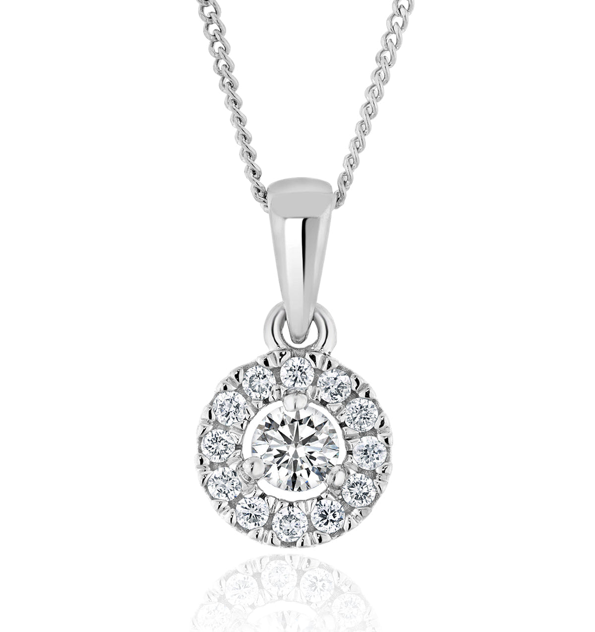 Diamond Lab Diamond Halo Pendant Necklace 0.25ct H/Si in 9K White Gold