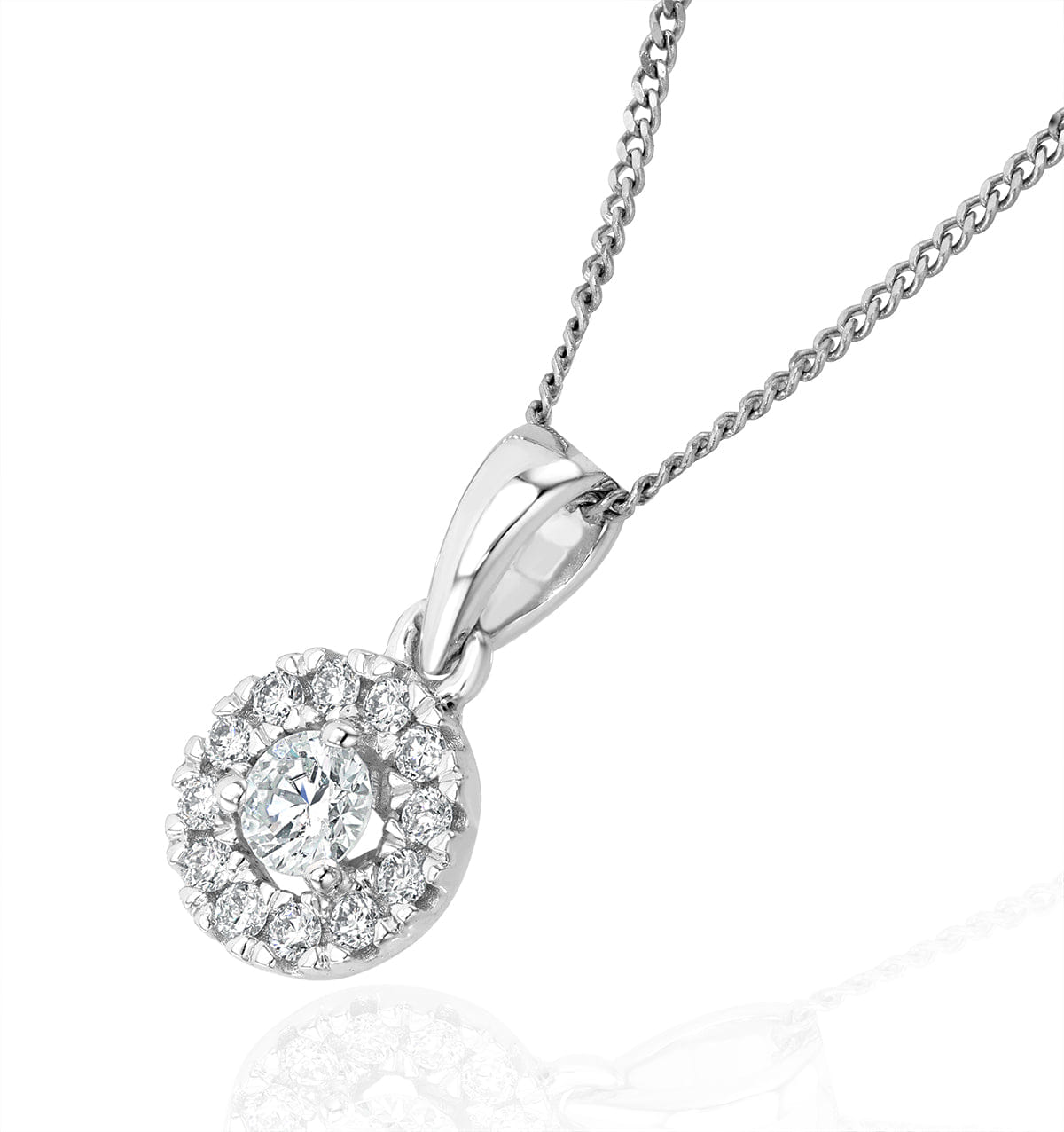 Diamond Lab Diamond Halo Pendant Necklace 0.25ct H/Si in 9K White Gold