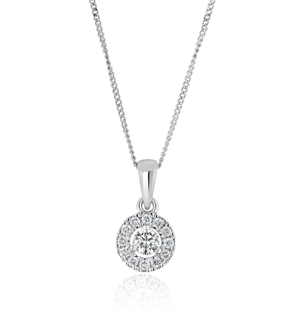 Diamond Lab Diamond Halo Pendant Necklace 0.25ct H/Si in 9K White Gold
