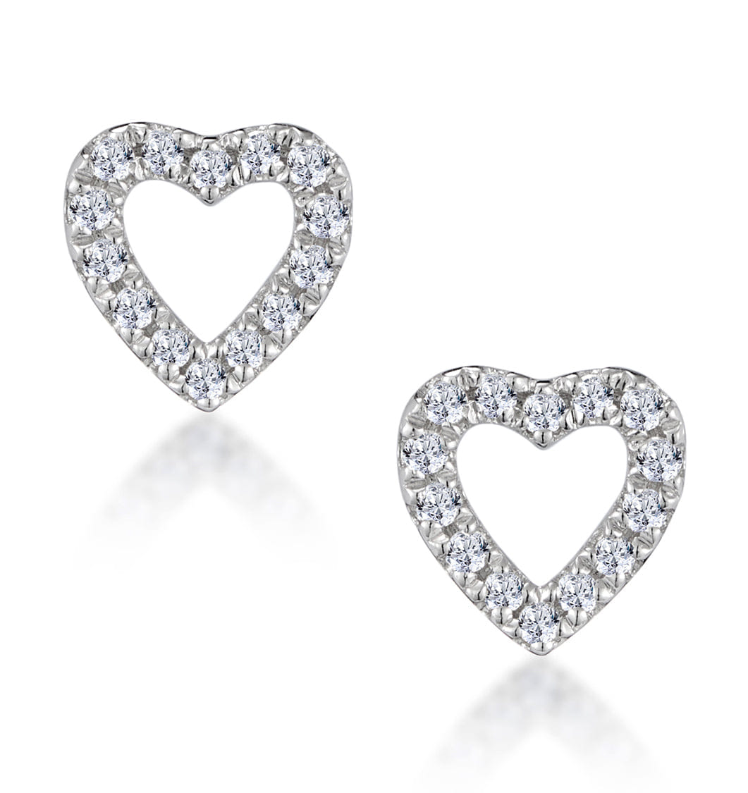 Diamond Stellato Diamond Heart Earrings in 9K White Gold