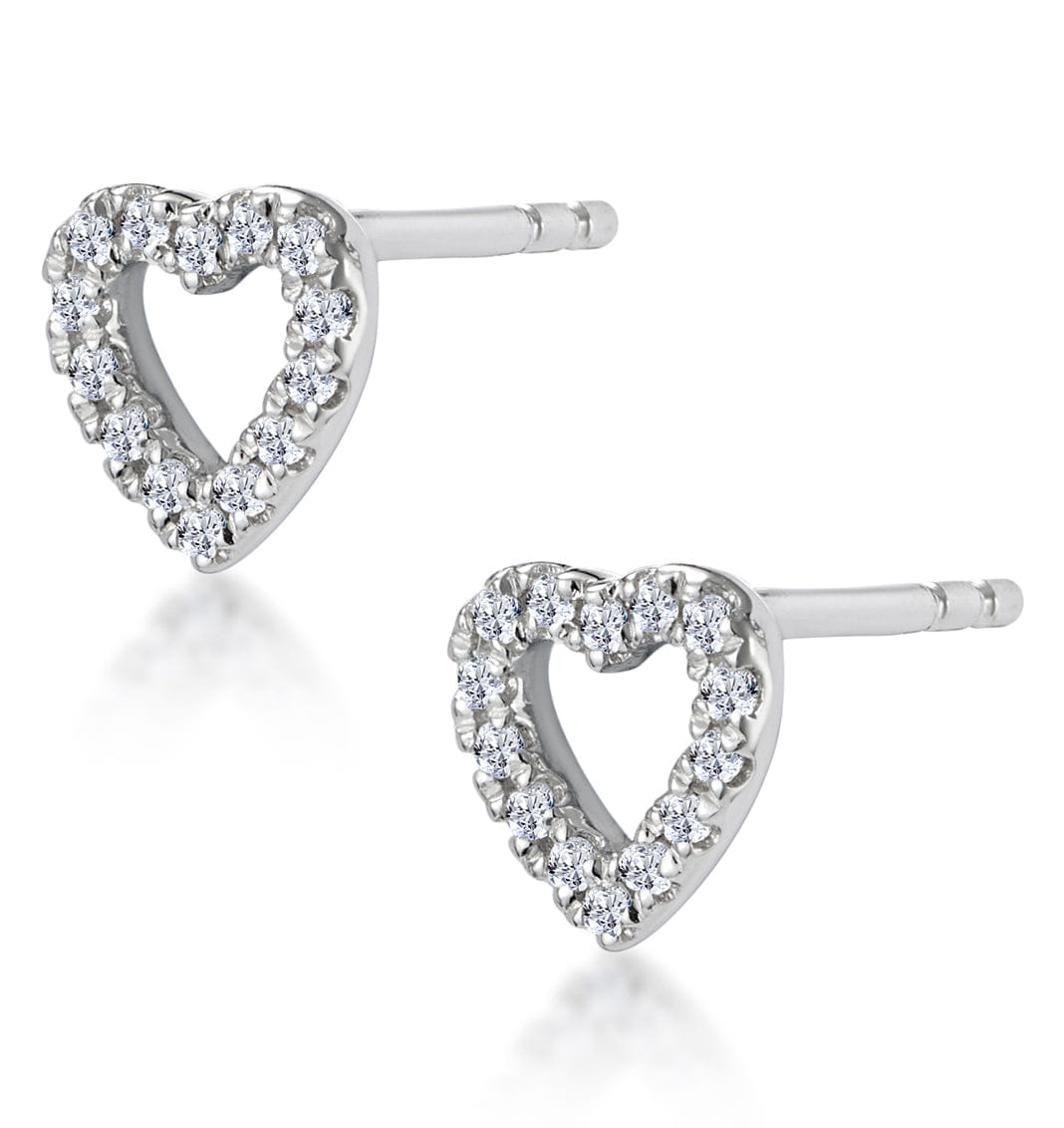 Diamond Stellato Diamond Heart Earrings in 9K White Gold