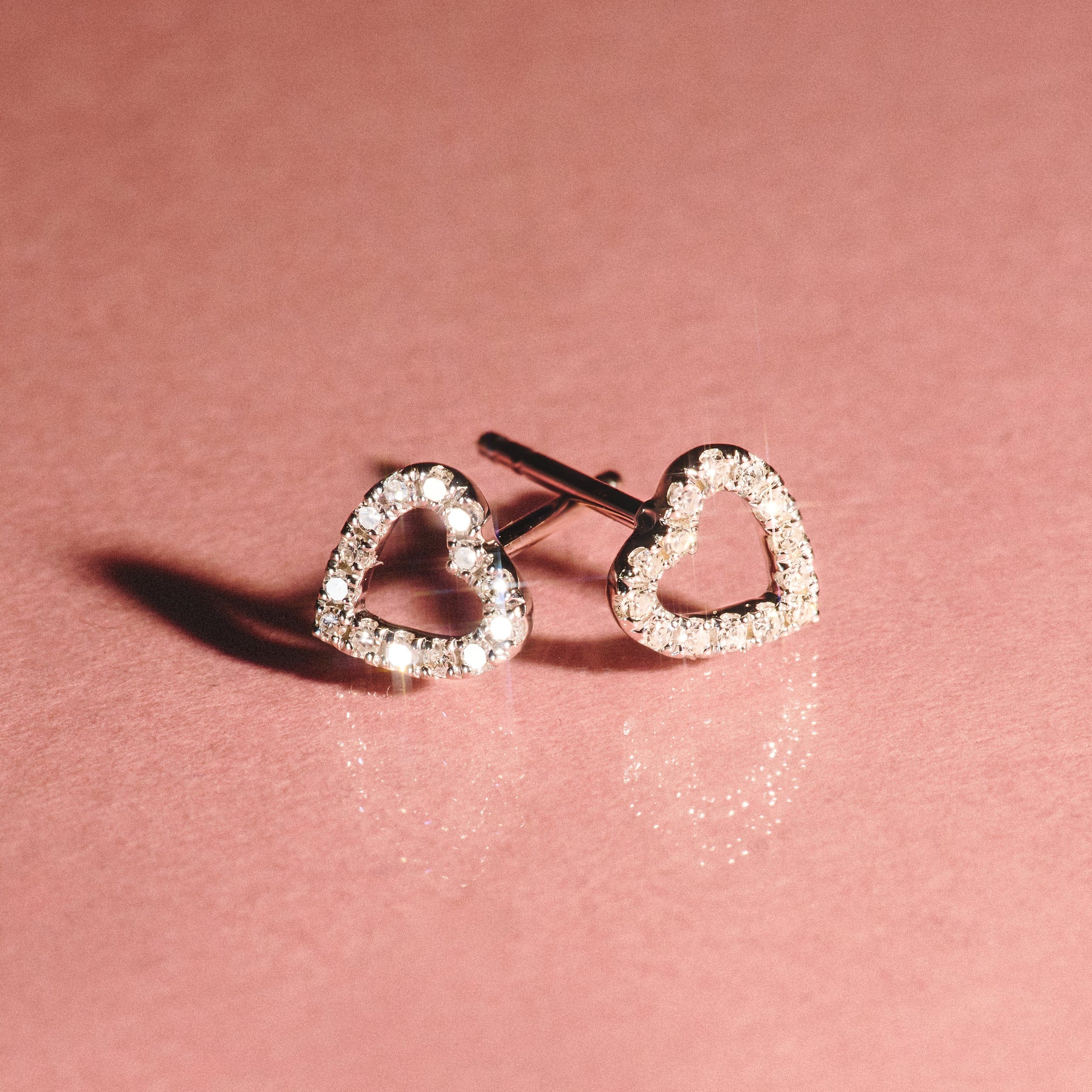 Diamond Stellato Diamond Heart Earrings in 9K White Gold