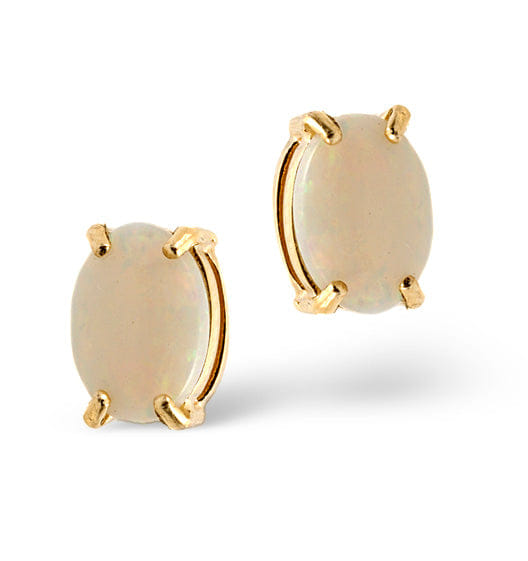 Yellow Opal 7 x 5 mm 9K Yellow Gold Earrings