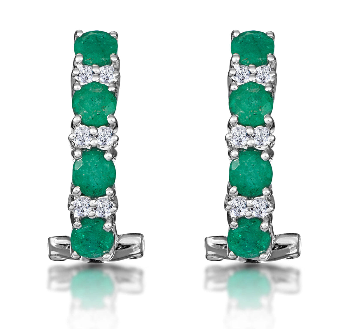 The Diamond Store Emerald Earrings Half Huggie With Lab Diamonds Set in 925 Silver