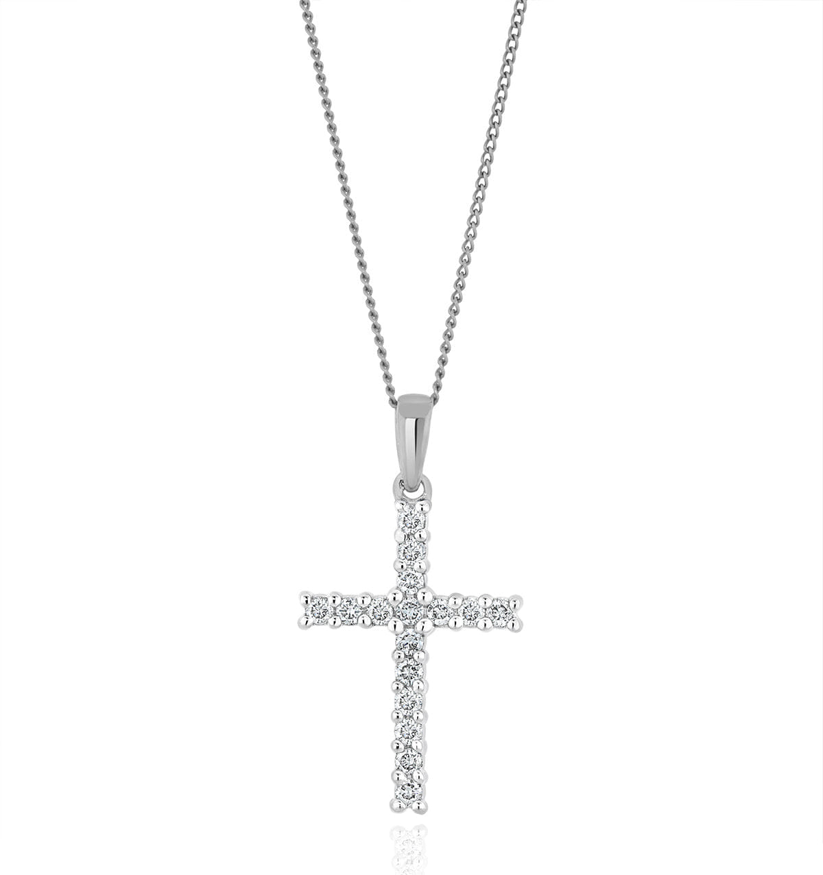 Diamond Lab Diamond Cross Pendant Necklace Claw Set 0.25ct H/Si 9K White Gold