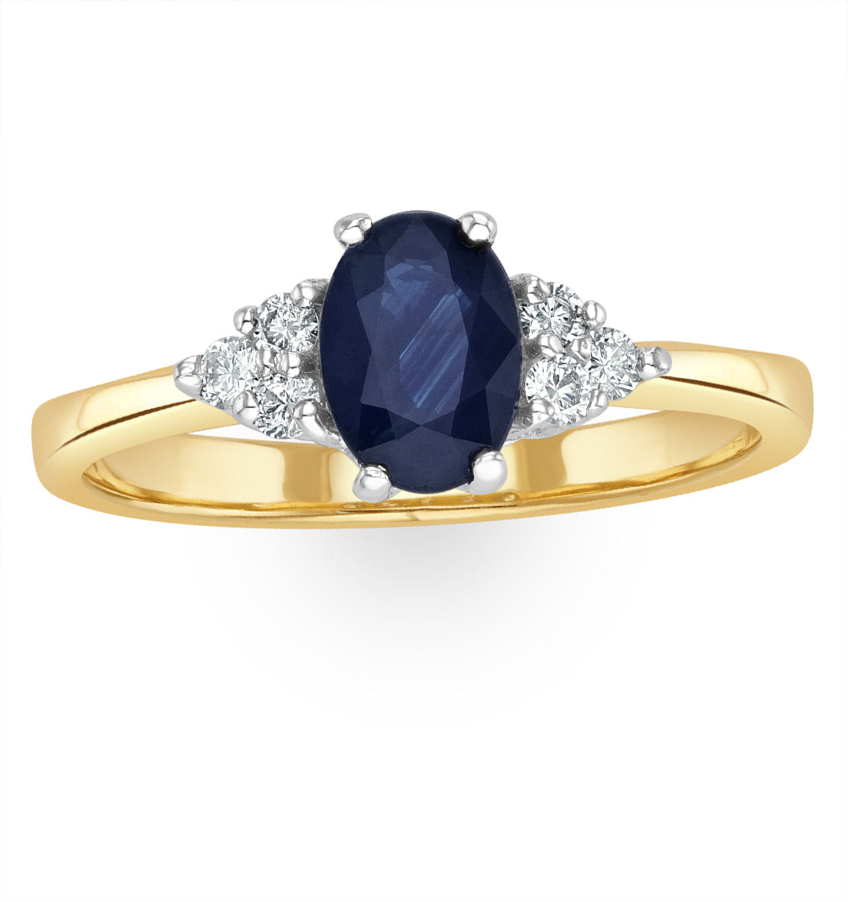 Diamond Sapphire 7 x 5 mm And Diamond 18K Gold Ring