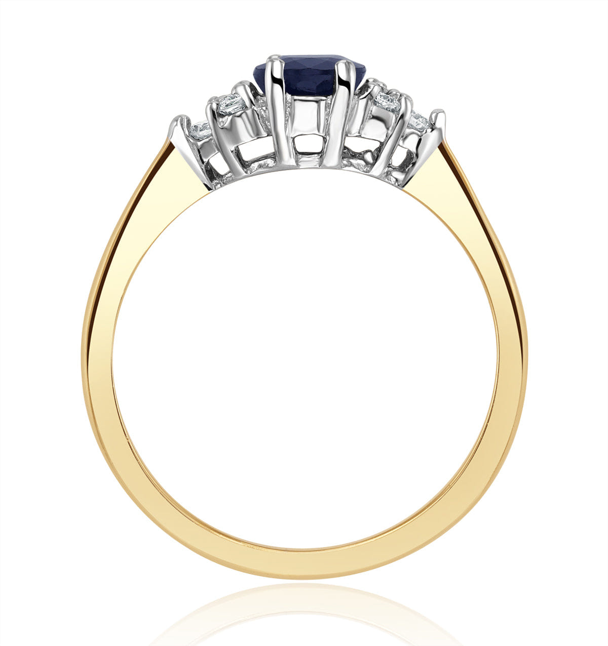 Diamond Sapphire 7 x 5 mm And Diamond 18K Gold Ring