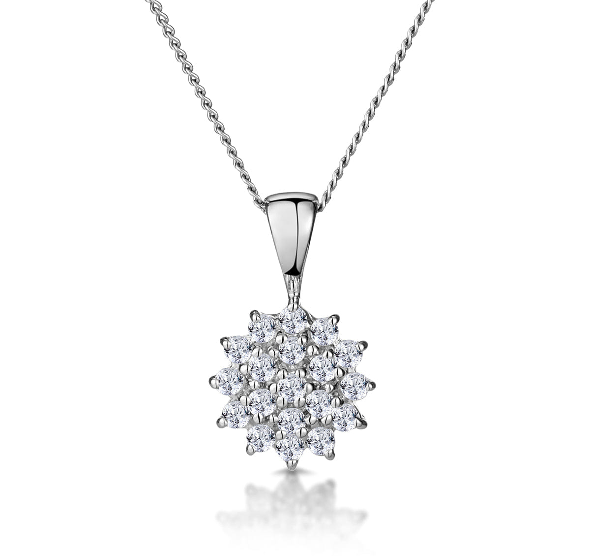 WHITE* 9K White Gold Pendant Necklace With 0.25ct Diamonds