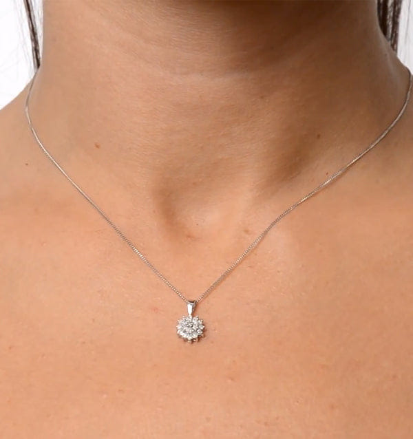 WHITE* 9K White Gold Pendant Necklace With 0.25ct Diamonds
