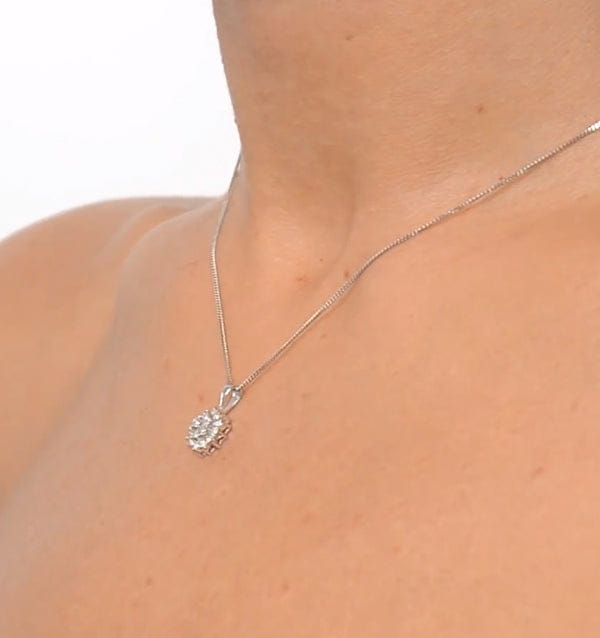 WHITE* 9K White Gold Pendant Necklace With 0.25ct Diamonds