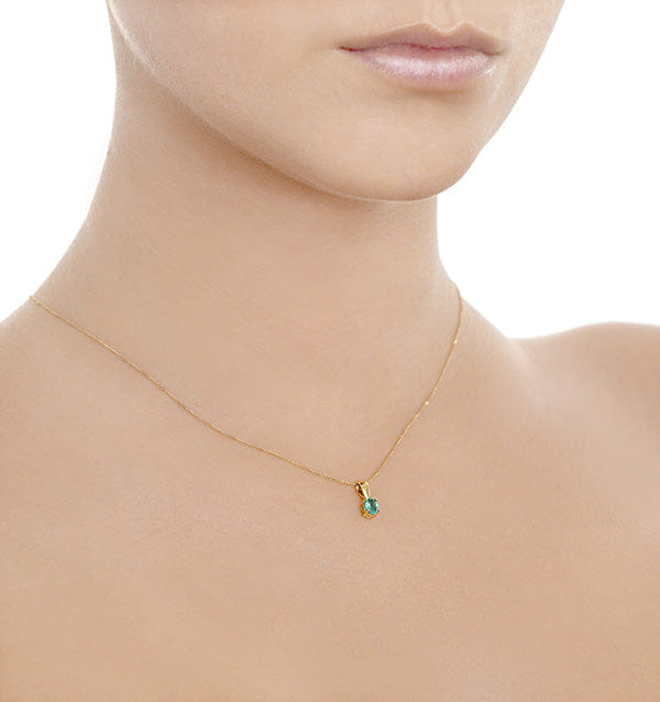 Yellow Emerald 5 x 4 mm 18K Yellow Gold Pendant Necklace