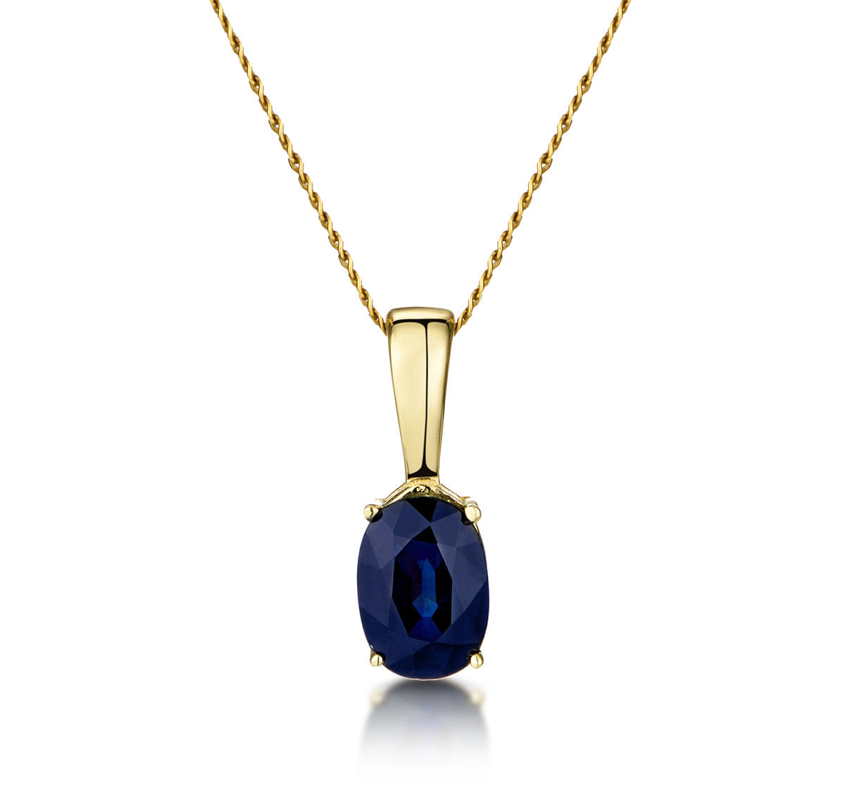 Yellow Sapphire 7 x 5 mm 9K Yellow Gold Pendant Necklace