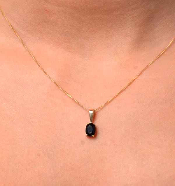 Yellow Sapphire 7 x 5 mm 9K Yellow Gold Pendant Necklace