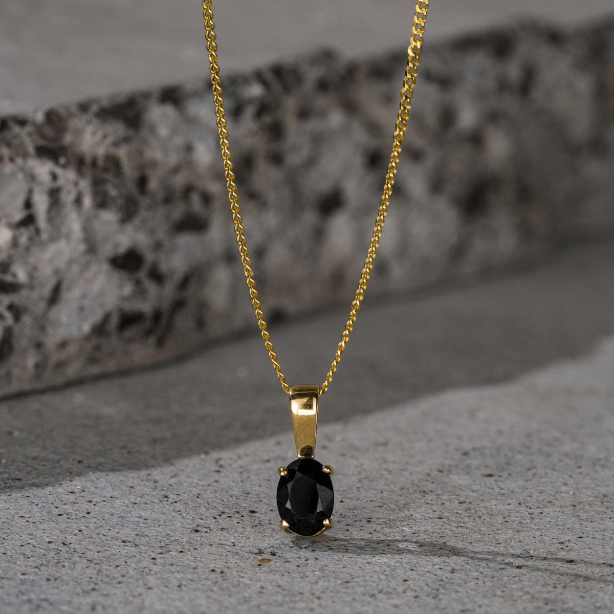 Yellow Sapphire 7 x 5 mm 9K Yellow Gold Pendant Necklace