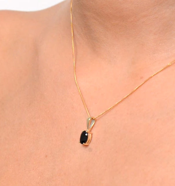 Yellow Sapphire 7 x 5 mm 9K Yellow Gold Pendant Necklace
