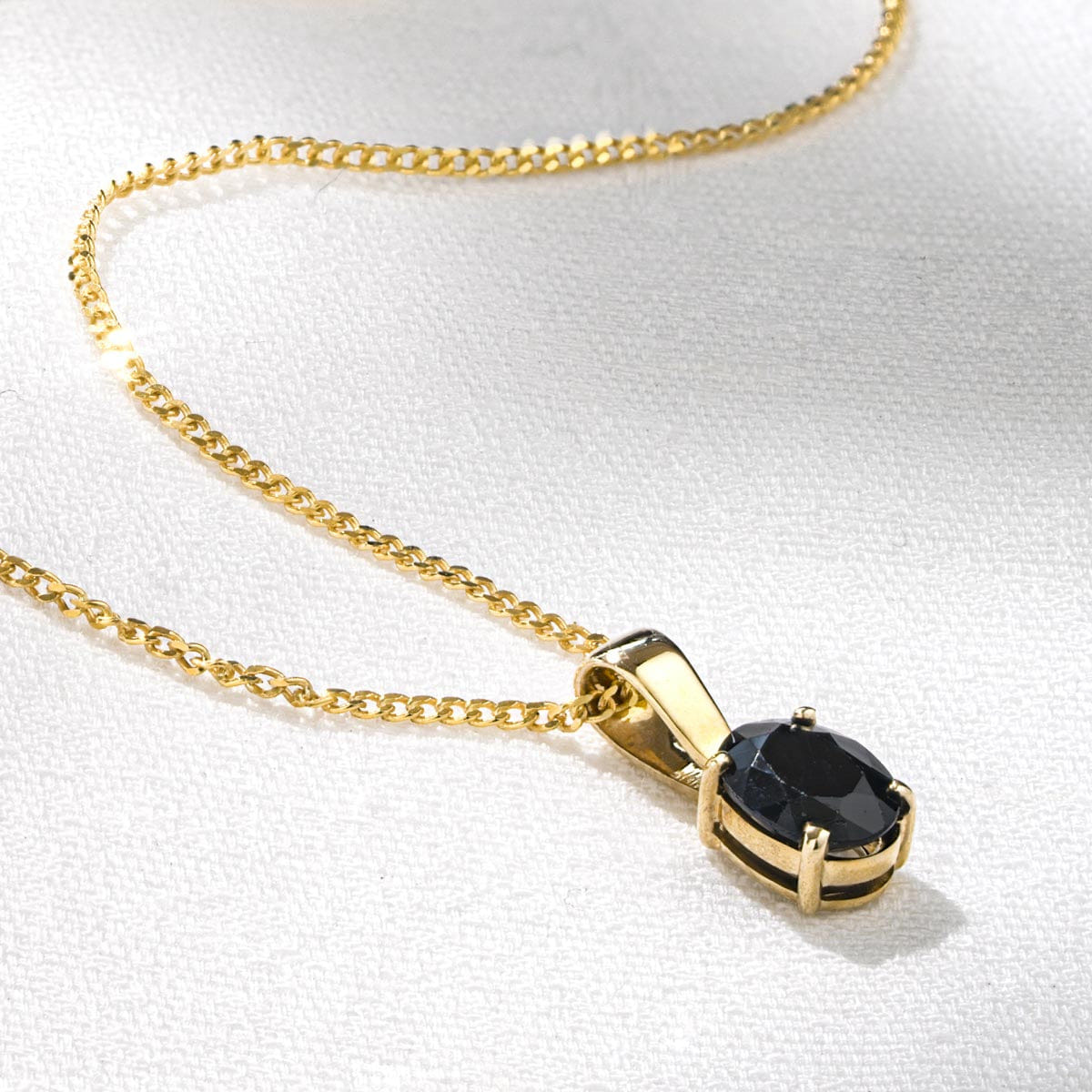 Yellow Sapphire 7 x 5 mm 9K Yellow Gold Pendant Necklace