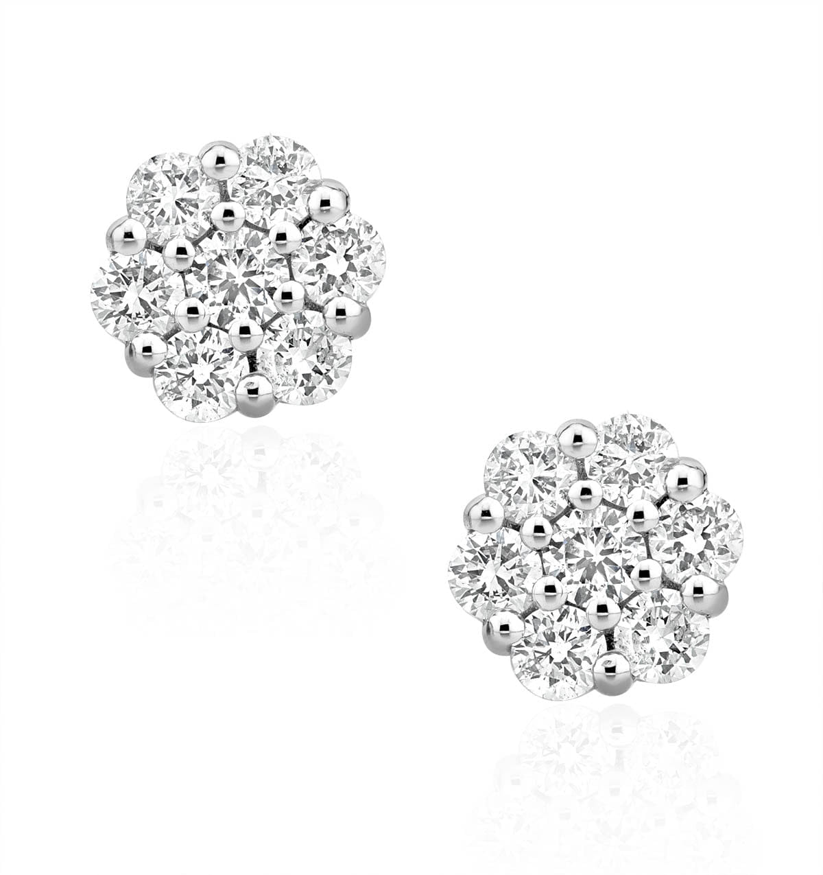 Diamond Lab Diamond Cluster Earrings 0.50ct H/SI Quality set in 9K White Gold