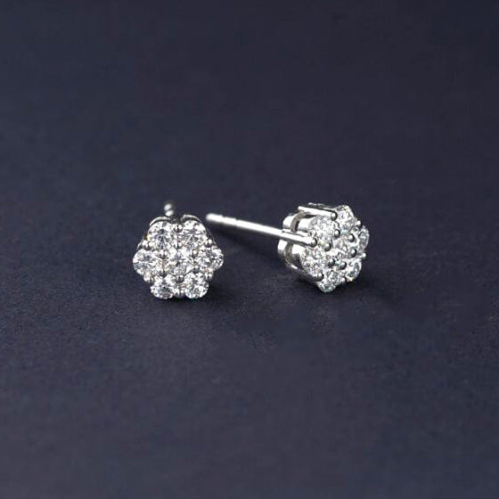 Diamond Lab Diamond Cluster Earrings 0.50ct H/SI Quality set in 9K White Gold